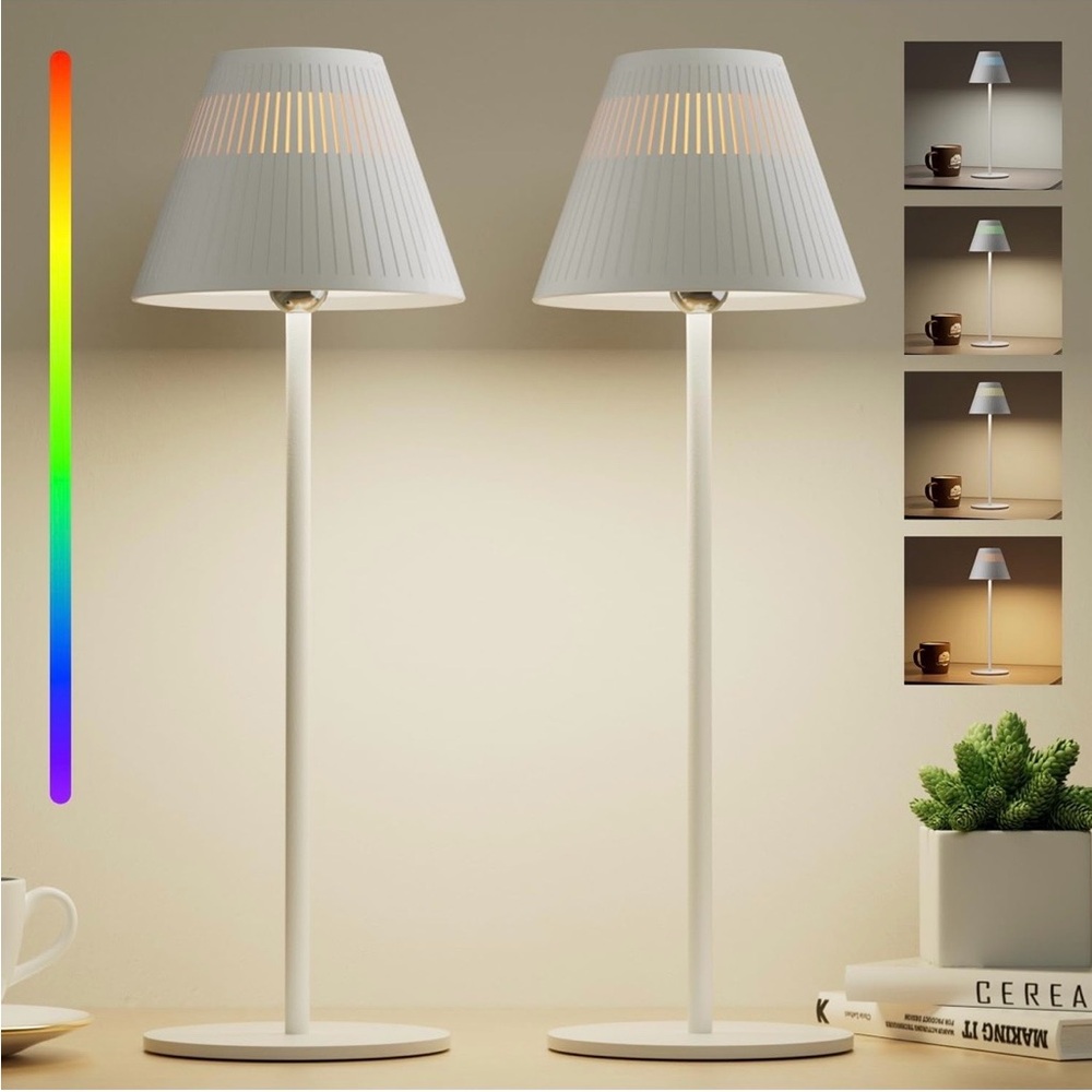 Honeywell Rechargeable Portable Mood Lamp Set of Two White 9 Color RGB